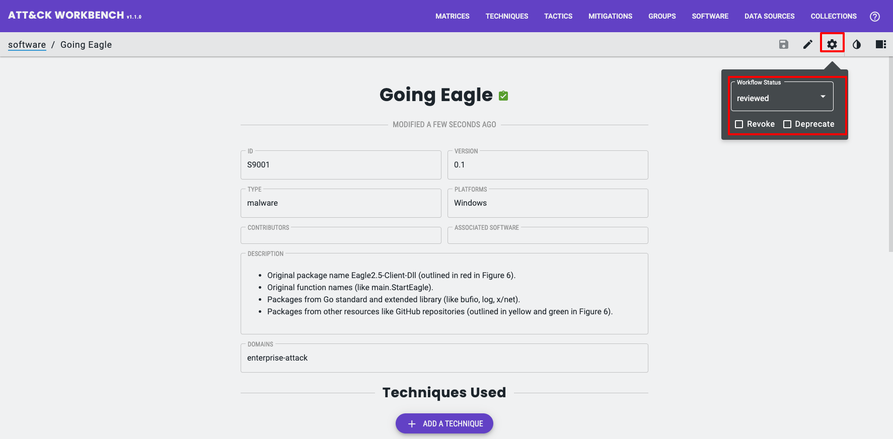 ATT&CK Workbench workflow