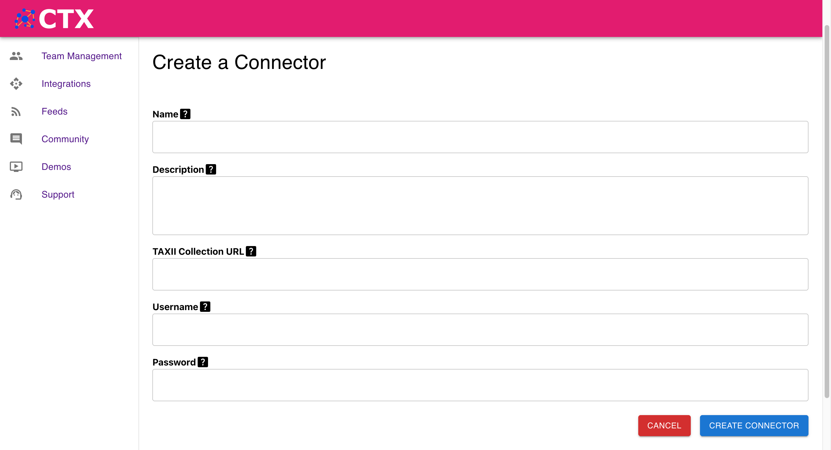 Create Cyber Threat Exchange Connector