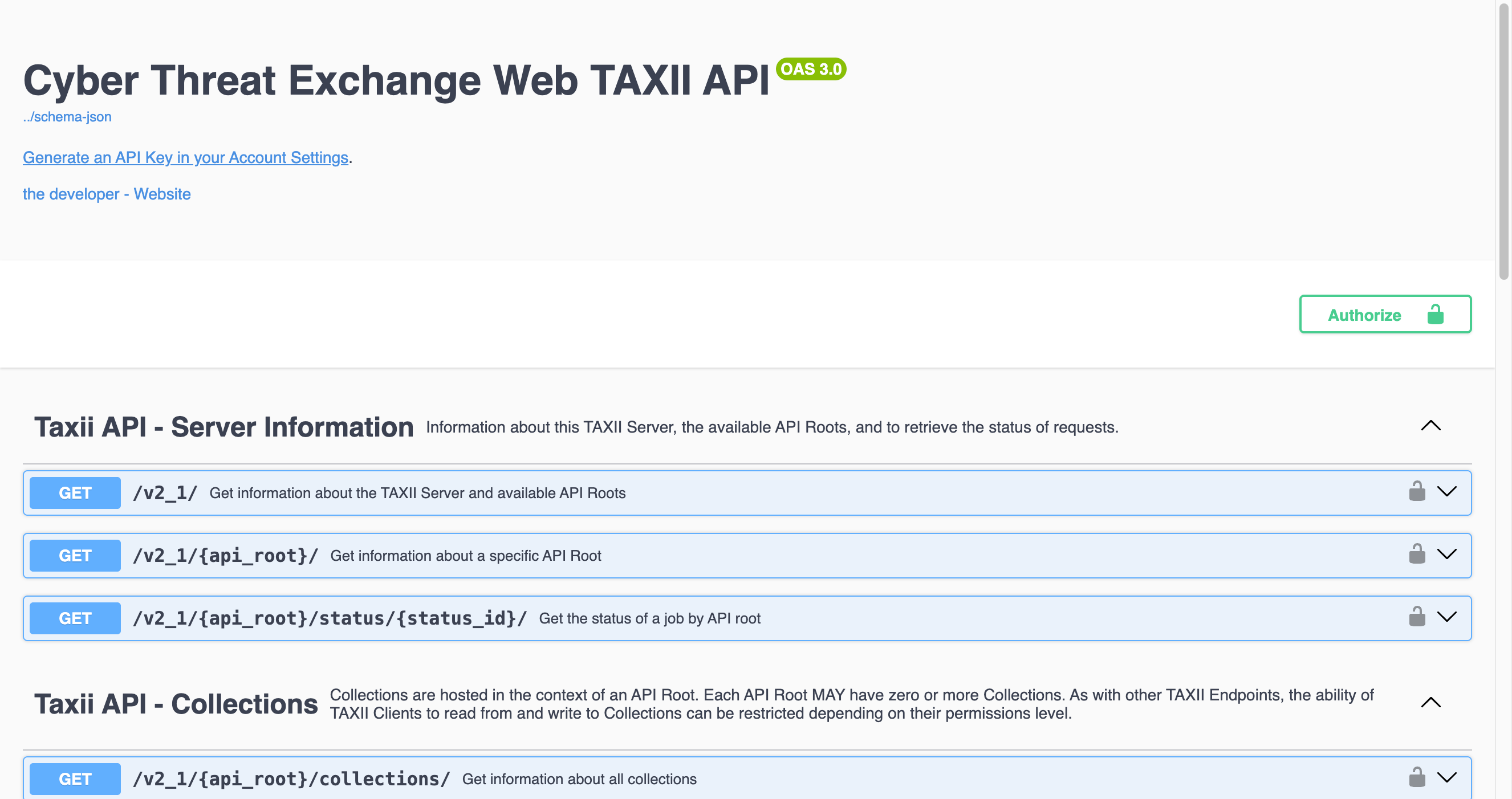 Cyber Threat Exchange TAXII API Specification