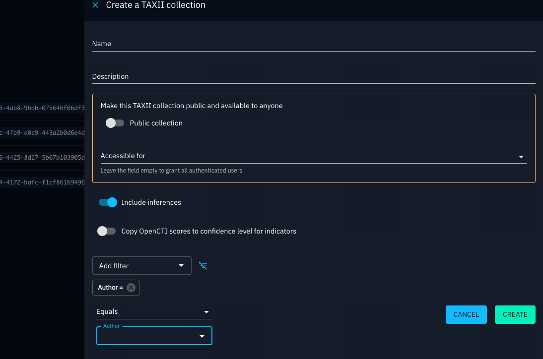 Create OpenCTI TAXII Collection
